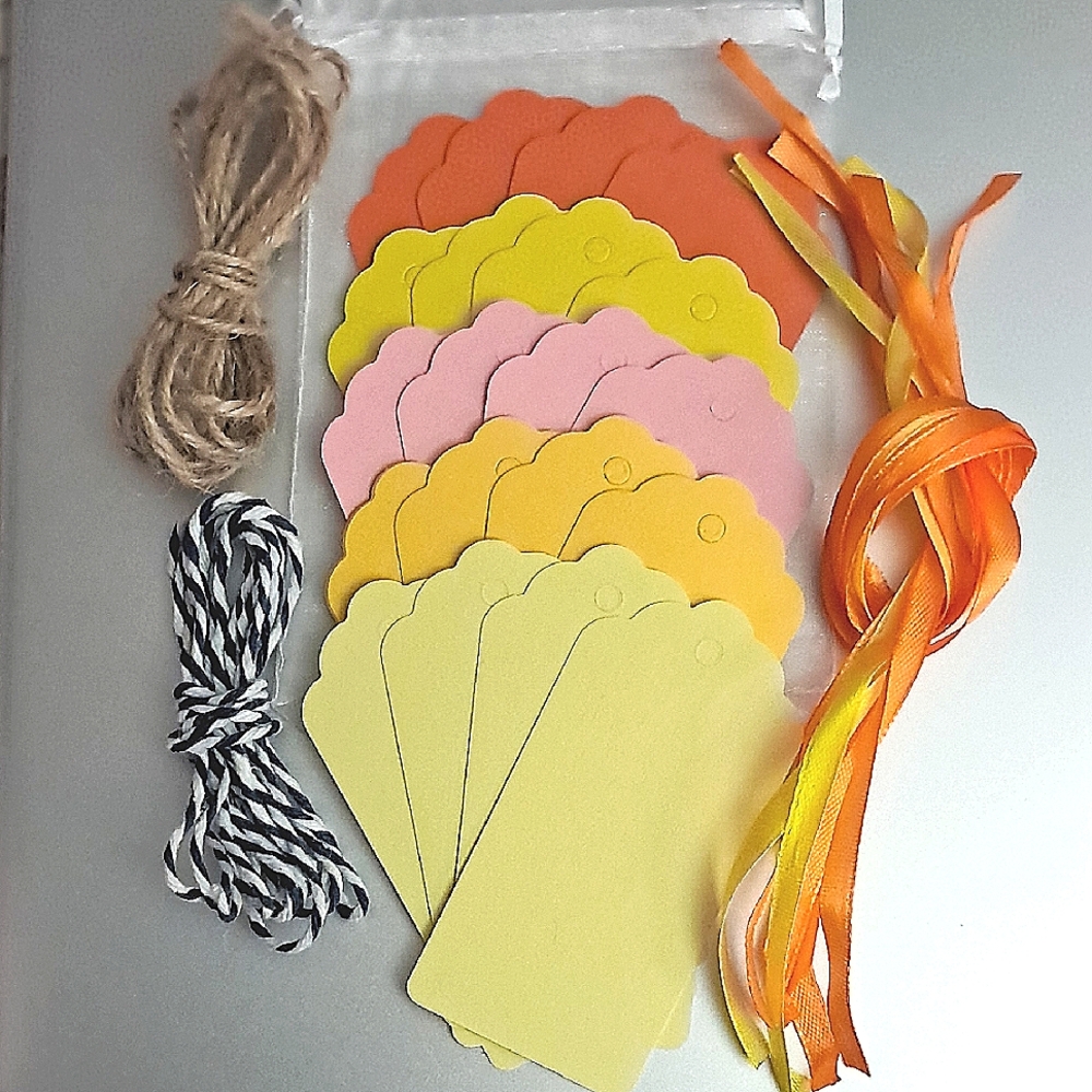 20 Price Tags With Jute And Bag